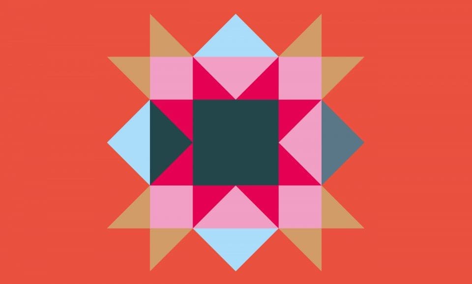 Ausstellungsmotiv – ein geometrisches Muster mit Dreiecken und Quadraten