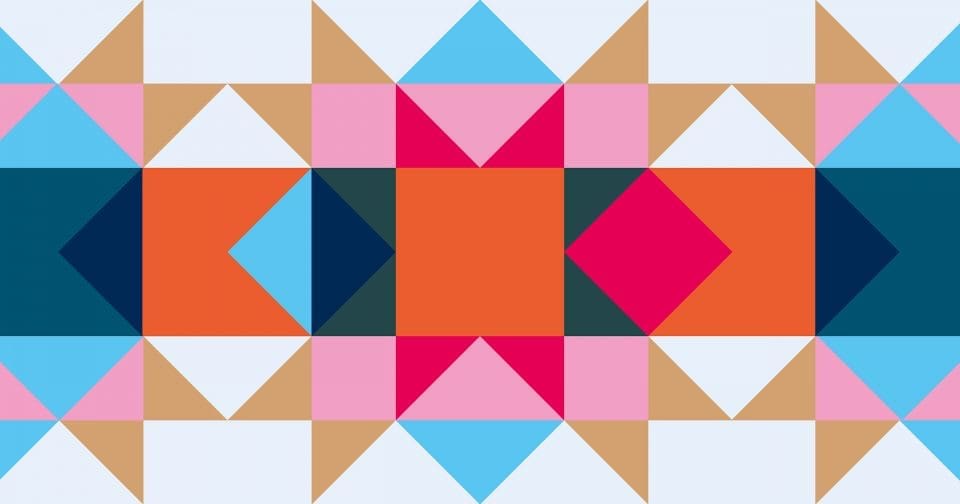 Ausstellungsmotiv – ein geometrisches Muster mit Dreiecken und Quadraten